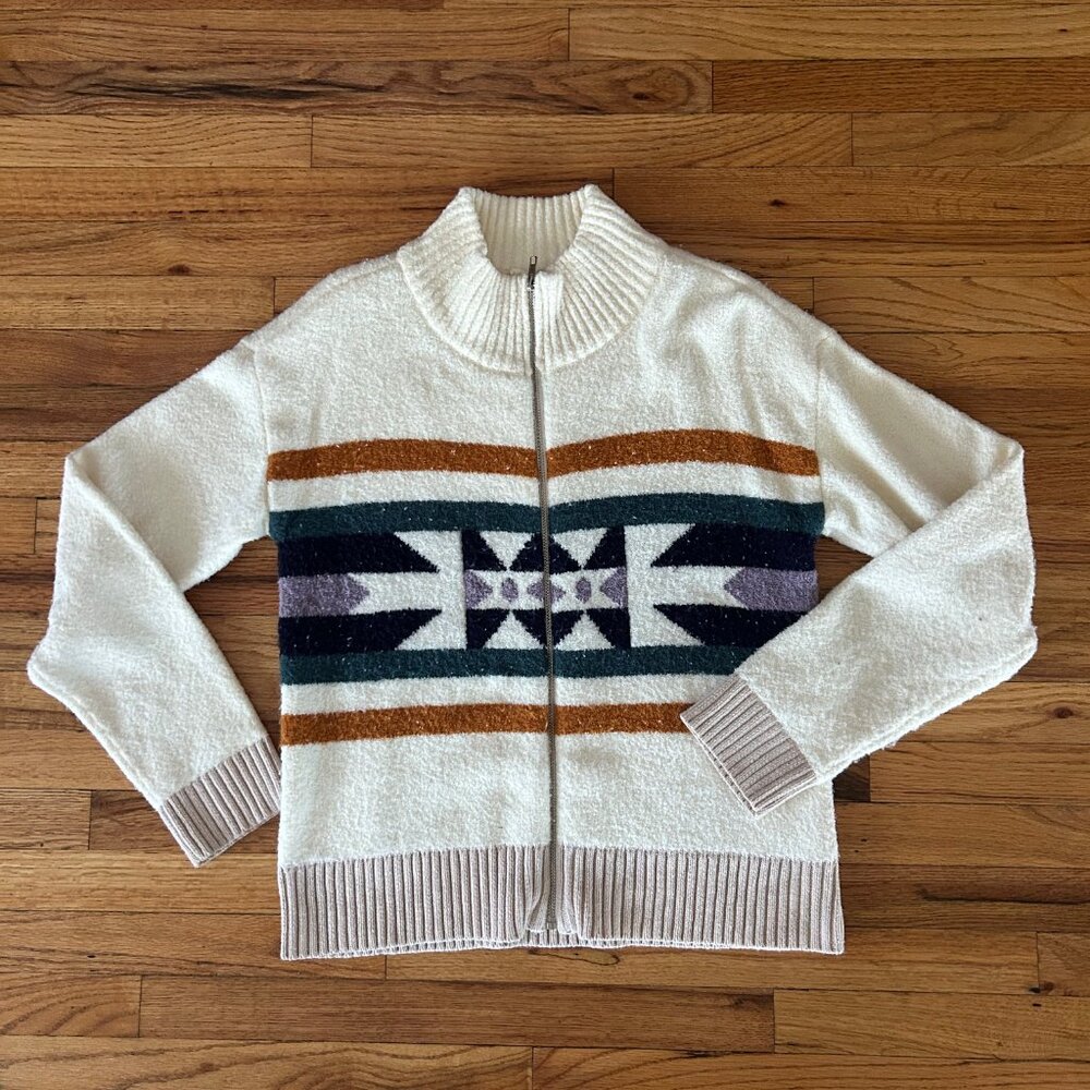 Hem & Thread Vintage Southwest Aztec Rib Knit Sweater